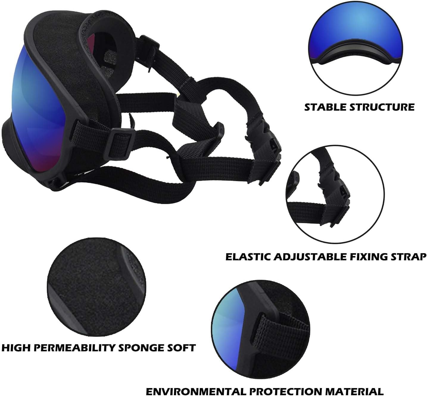 Medium Dog Sunglasses with Adjustable Strap UV Protection, Winproof Dog Puppy Sunglasses, Suitable for Medium Dog Pet Glasses, Dogs Eyes Protection,Soft Dog Goggles - Pet Explorer
