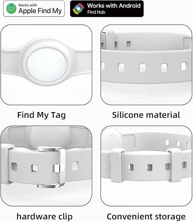 Silicone Dog Tracker Collar, Waterproof Bluetooth Pet Finder Works with Apple Find My & Google, Adjustable Collar for Small Dogs, Puppies & Cats, Fits 3.2”-14” Neck