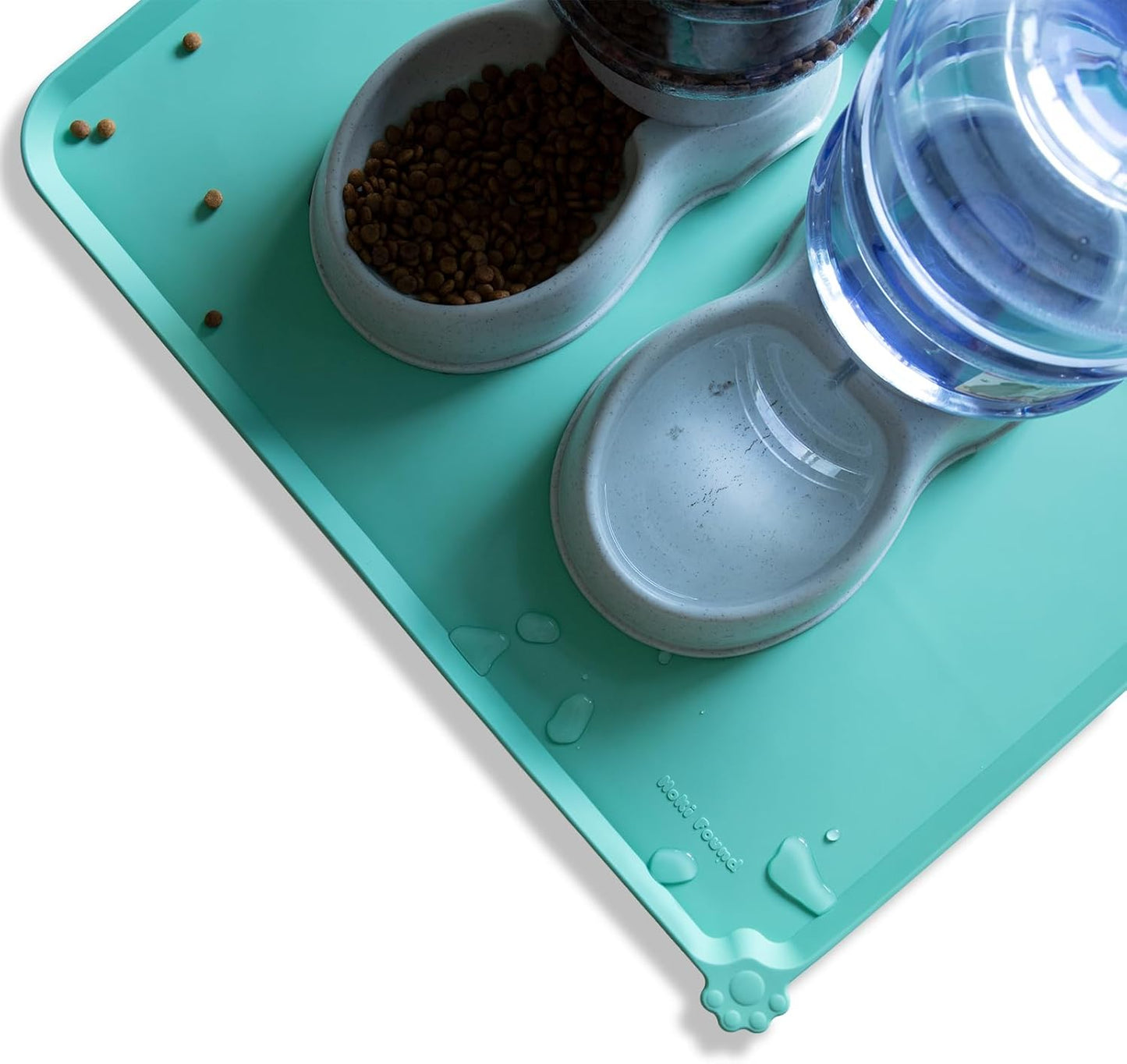 Hoki Found Large Silicone Non Slip Pet Food Mats - Tray for Dogs and Cats - Waterproof Feeding Mats - Cool Mint - Pet Explorer