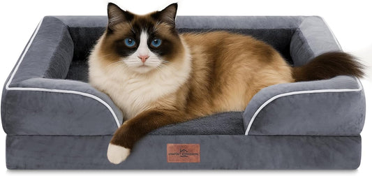 Comfort Expression Small Dog Beds Waterproof Cat Beds Orthopedic Foam Sofa Beds for Small Dogs Comfy Pet Bed with Washable Removable Cover & Non-Slip Bottom(XX-Small,Dark Grey) - Pet Explorer