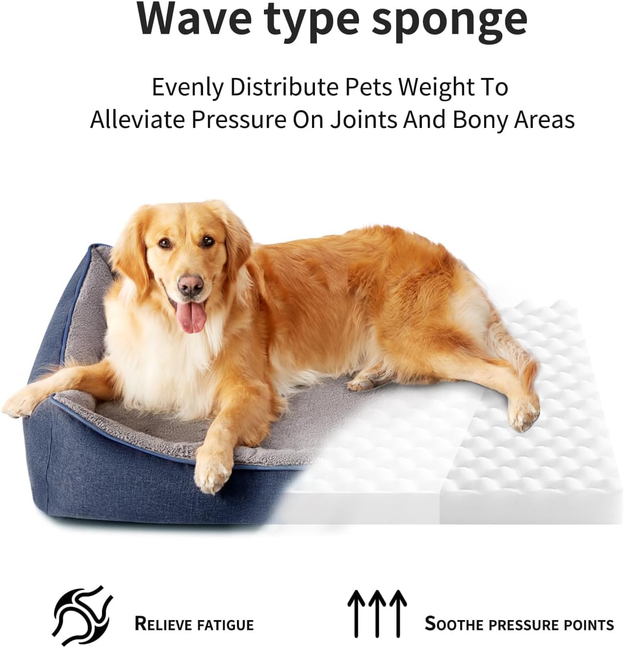 Orthopedic Dog Beds for Medium Dogs, Durable Egg Crate Foam Sofa Dog Bed wit Washable Removable Cover,Waterproof Lining,Pet Bed for Large Dogs (Navy Blue-Velvet, 39.4" L x 31.5" W x 7.4" Th) - Pet Explorer