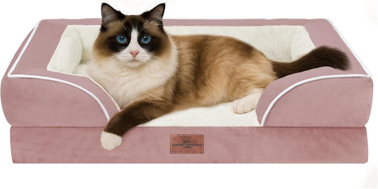 Comfort Expression Small Dog Beds Waterproof Cat Beds Orthopedic Foam Sofa Beds for Small Dogs Comfy Pet Bed with Washable Removable Cover & Non-Slip Bottom(XX-Small,Pink) - Pet Explorer