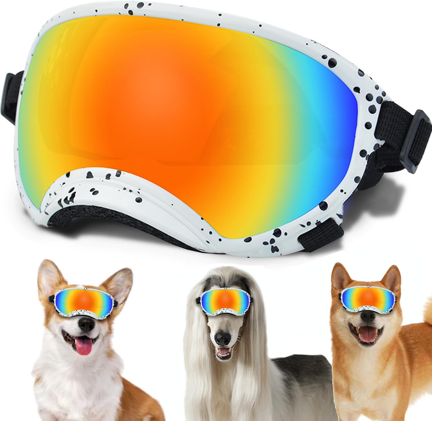 Medium Dog Sunglasses with Adjustable Strap UV Protection, Winproof Dog Puppy Sunglasses, Suitable for Medium Dog Pet Glasses, Dogs Eyes Protection,Soft Dog Goggles - Pet Explorer