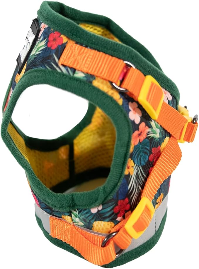 Travel Cat Harness and Leash Set - Adjustable Fit Mesh Cat Harness and Reflective Strap - Comfort Walking Vest for Kitten for Outdoor Walking, Hiking (XS, Hawaiian)