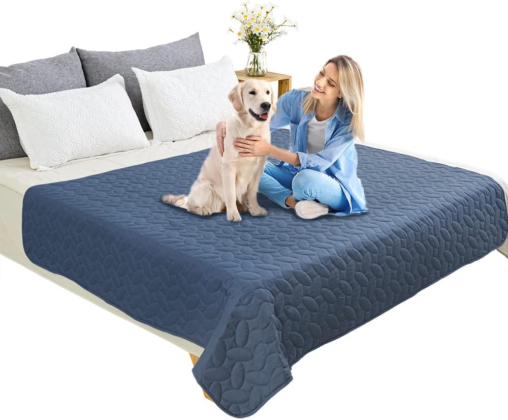 Ameritex Pet Bed Cover Dog Bed Blanket for Sofa and Furniture Waterproof New Pattern Design (68x82 Inch, Navyblue) - Pet Explorer