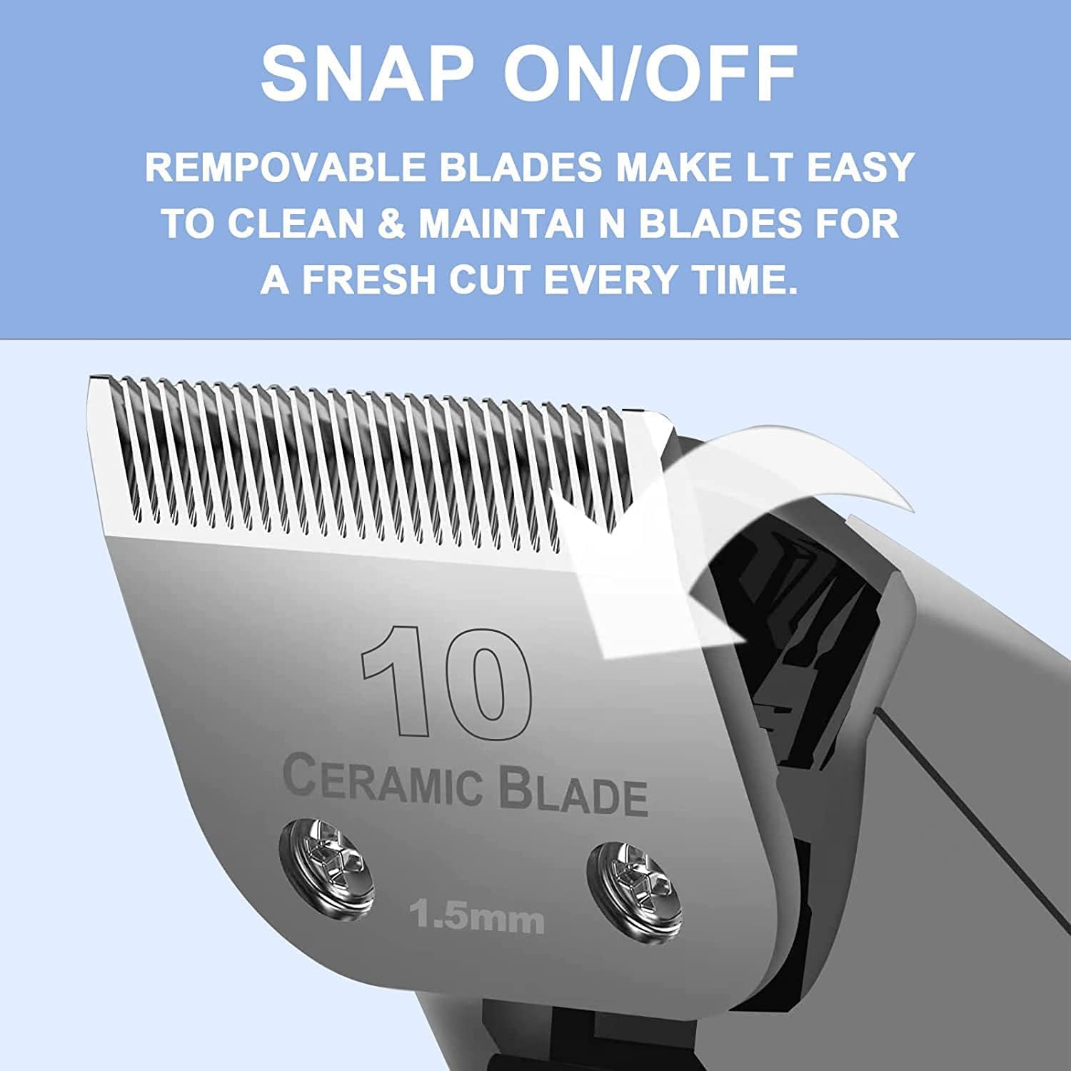 2PC 10 Blade Dog Grooming Clipper Replacement Blades Compatible with Andis Dog Clippers,Detachable Ceramic Blade & Stainless Steel Blade,Size-10, 1/16-Inch Cut Length (64315) - Pet Explorer
