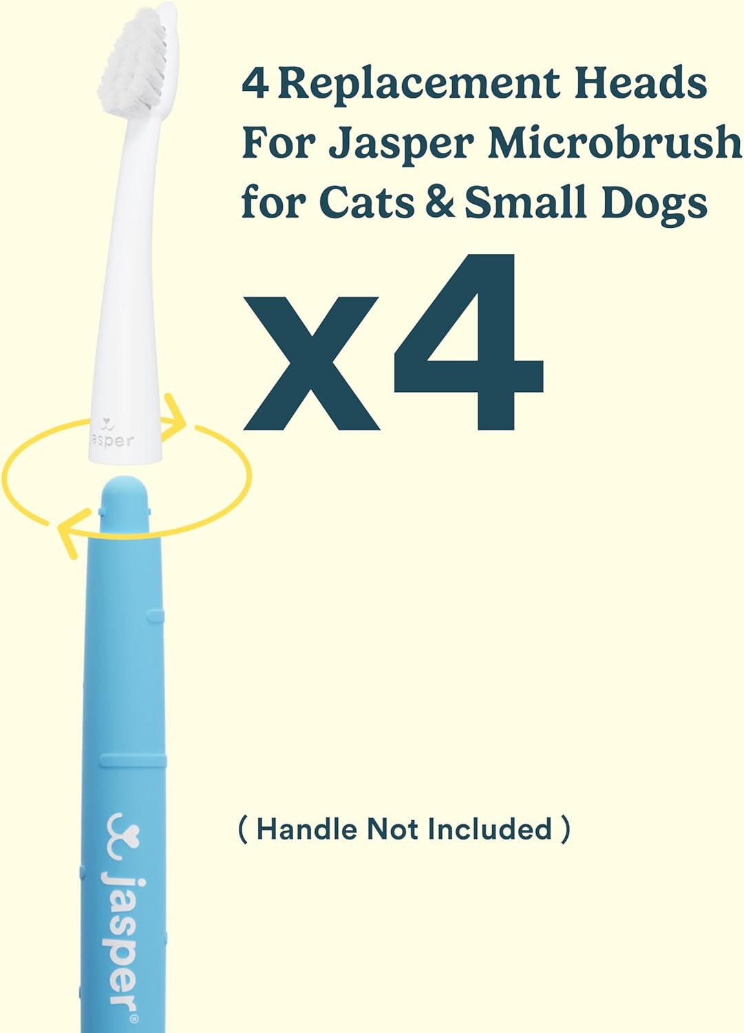 Jasper Microbrush Cat Toothbrush, Soft-Bristled Toothbrush Kit for Felines & Small Dogs, Non-Slip Handle with 2 Replaceable Brush Heads, Use with Cat Toothpaste (Microbrush, Brush Heads Only) - Pet Explorer