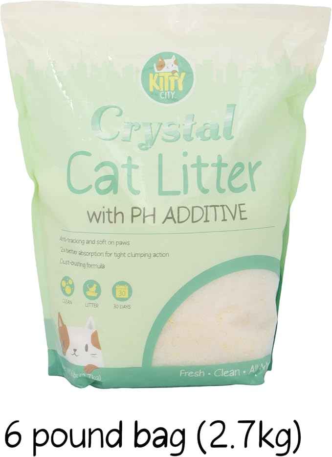 Kitty City pH Detecting Crystal Cat Litter, Silica Gel Crystals for Odor Control, Low Dust & Unscented, Health Monitoring Cat Litter, 6 lb