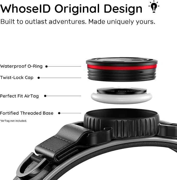 WhoseID Premium Leather Dog Collar - Waterproof AirTag Dog Collar | Magnetic Buckle Heavy Duty Collar | Medium Reflective Dog Collar with AirTag Holder