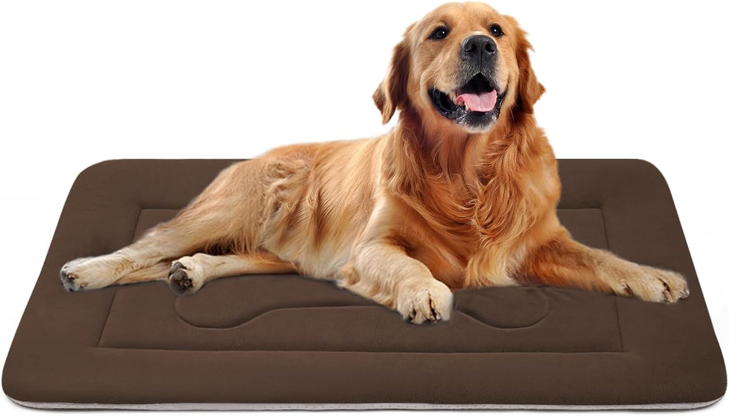 JoicyCo Large Dog Bed Soft Dog Crate Pad Mat, 42 in Non-Slip Bottom Washable Dog Sleeping Mattress Pet Beds Cat Bed Kennel Pad, Dark Brown - Pet Explorer