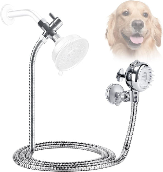 Pet Shower Set with 8.2ft Hose for Bathroom Shower Arm (Suction Holder) - Pet Explorer