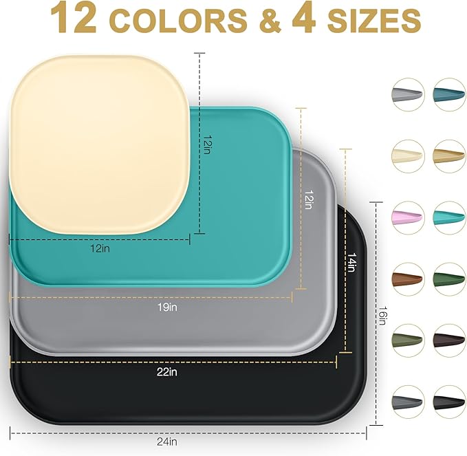Small Silicone Pet Food Mat with Raised Edge for Food and Water Bowl, Square Dog Feeding Mats, Cat Food Trays for Floor Waterproof, Rubber Tray for Dogs and Cats, 12 x 12 x0.7 White Sand (Yellow Cast)