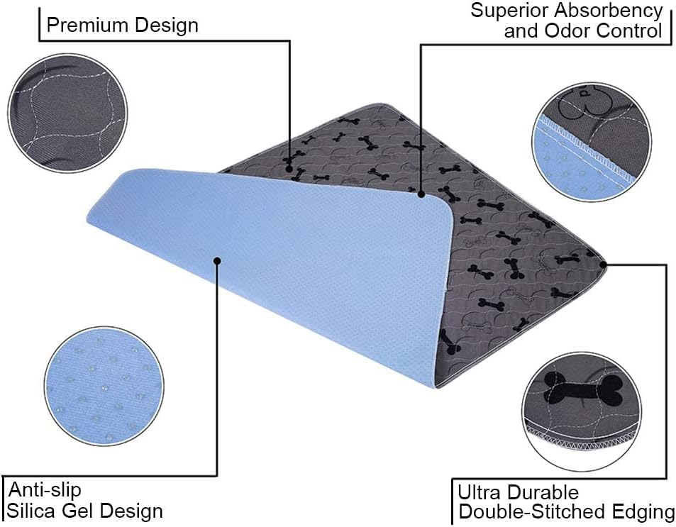 Washable Dog Pee Pads with Free Grooming Gloves,Non Slip Dog Mats with Great Urine Absorption,Reusable Puppy Pee Pads for Whelping,Potty,Training,Playpen - Pet Explorer