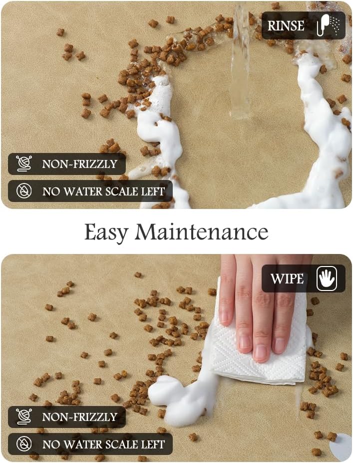 Pet Feeding Mat-Absorbent Dog Mat for Food and Water Bowl-No Stains Quick Dry Water Dispenser Mat-Dog Accessories Pet Supplies-Bowl for Messy Drinkers（Beige,16"x24" - Pet Explorer