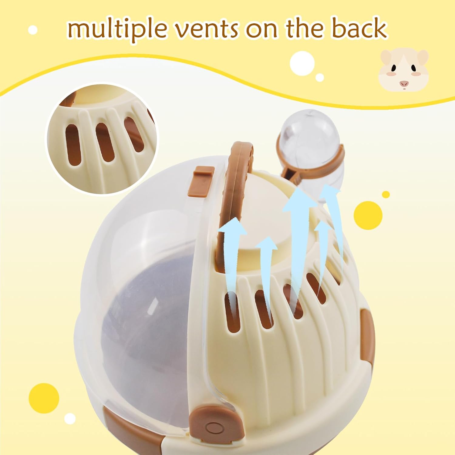 Hamster Carrier Cage Portable Cages Small Animals Carry Travel Case with Water Bottle Plastic Breathable Guinea Pig Outgoing Cage for Dwarf Hamster Ferret Chinchillas Hedgehog (Brown) - Pet Explorer