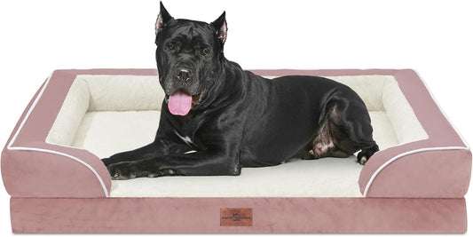 Comfort Expression XXL Orthopedic Dog Beds, Waterproof Orthopedic Foam Extra Large Dog Beds, Washable Pet Sofa Couch with Removable Cover & Non-Slip Bottom(XX-Large,Pink) - Pet Explorer