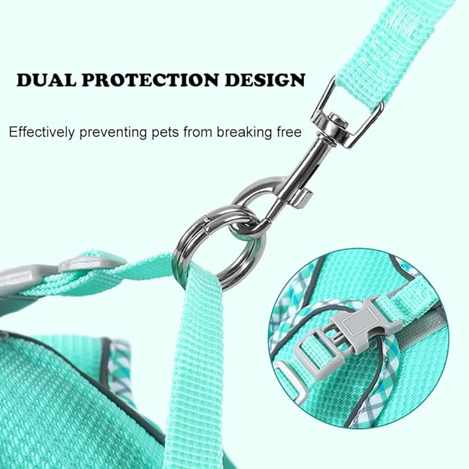 Dog Harness and Leash Set, No Pull Adjustable Reflective Pet Harness, Mesh Dog Harness, Step in Vest Harness Easy Walk Puppy Harness Outdoor Hiking Training for Small Medium Dogs, Cats(Black,L)