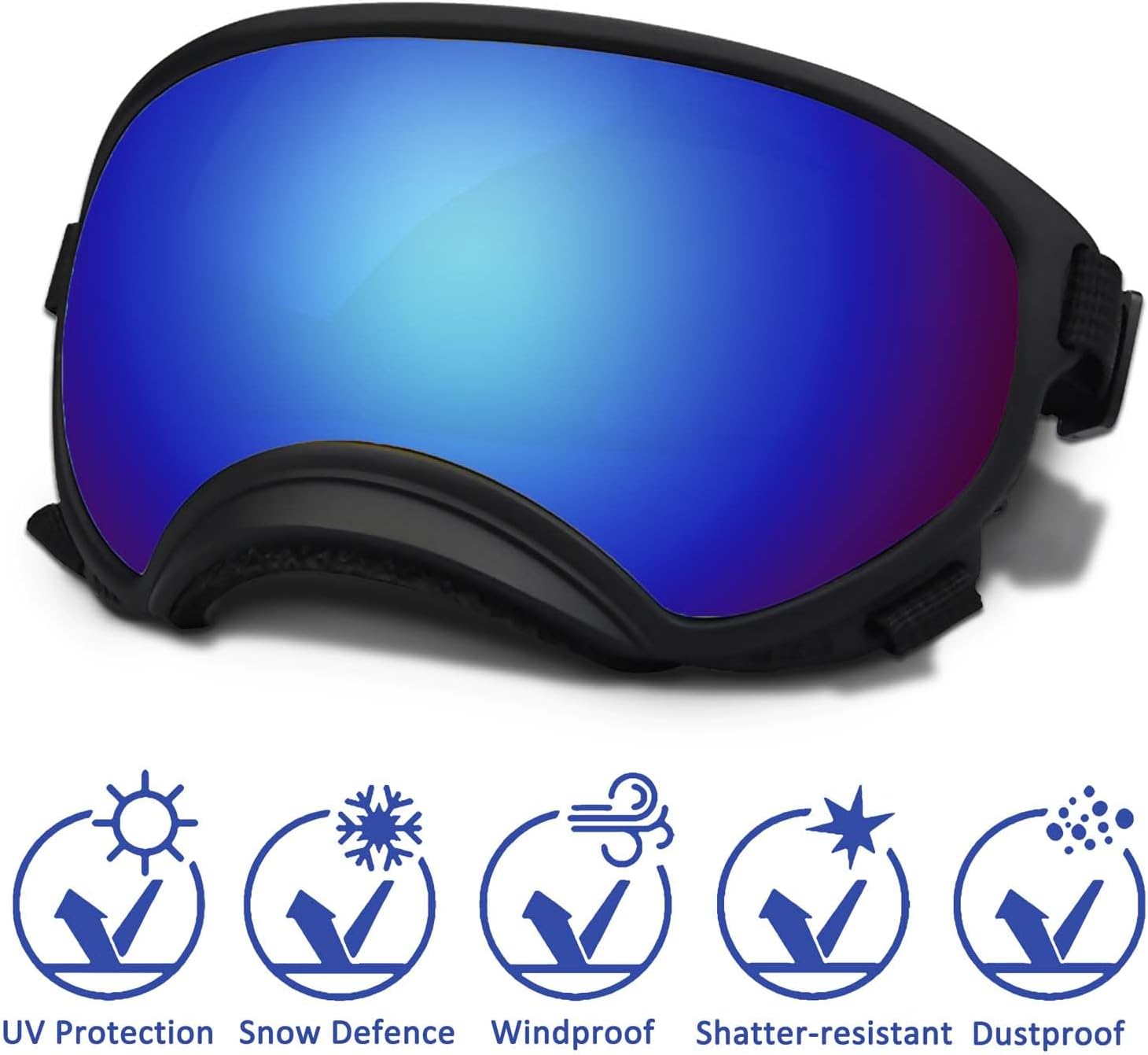Medium Dog Sunglasses with Adjustable Strap UV Protection, Winproof Dog Puppy Sunglasses, Suitable for Medium Dog Pet Glasses, Dogs Eyes Protection,Soft Dog Goggles - Pet Explorer