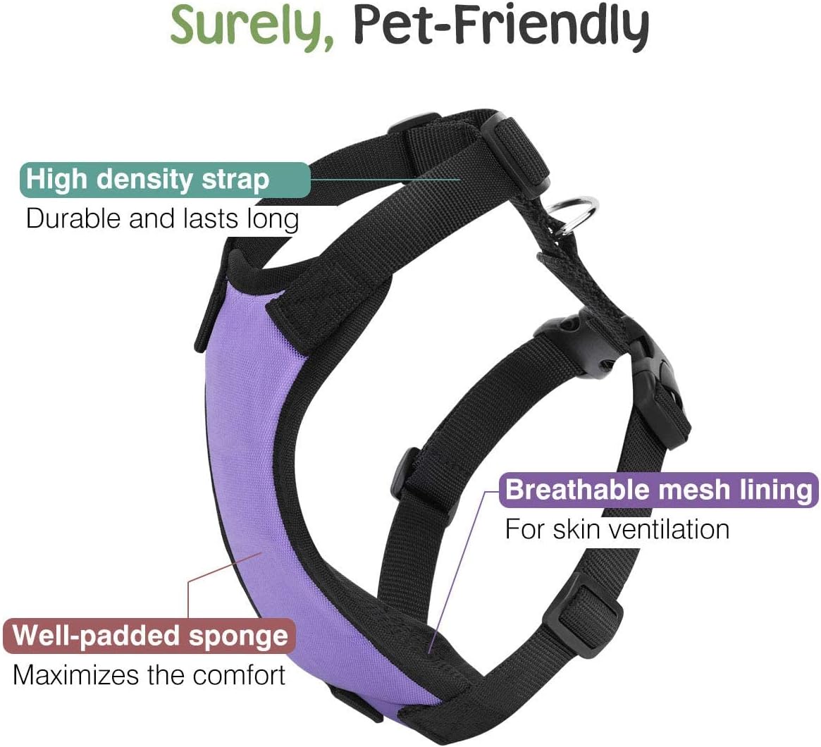 Dog Seat Belt, Safety Vest Dog Car Harness with Adjustable Buckle Dog Seat Belt for Vehicle Nylon Pet Safety Seat Belts Heavy Duty(S, Purple) - Pet Explorer