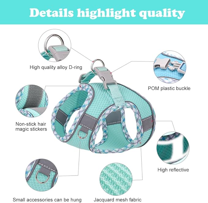 Dog Harness and Leash Set, No Pull Adjustable Reflective Pet Harness for Small Medium Dogs, Step in Vest Harness Easy Walk Dog Harness Outdoor Hiking Training for Small Medium Dogs, Cats(Pink, S)