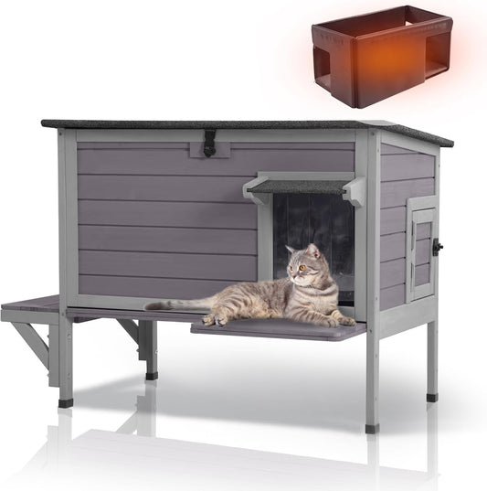 GUTINNEEN Insulated Outdoor Cat House with Triple-Layer Design - Weatherproof Cat Shelter with All-Round Insulated Foam Liner, Elevated Base & Escape Doors for Feral/Stray Cats (Winter-Ready) - Pet Explorer