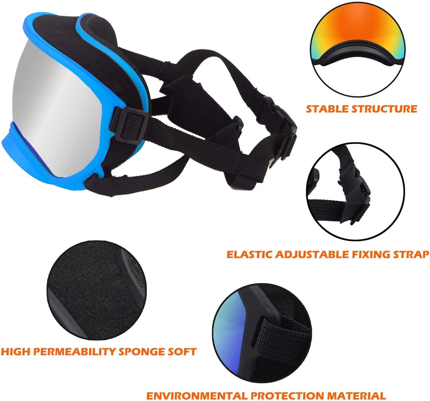 Medium Dog Sunglasses with Adjustable Strap UV Protection, Winproof Dog Puppy Sunglasses, Suitable for Medium Dog Pet Glasses, Dogs Eyes Protection,Soft Dog Goggles - Pet Explorer