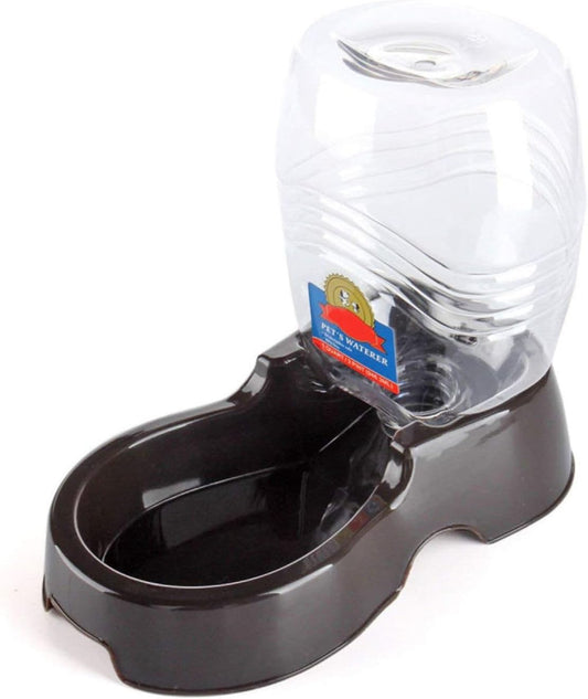 Flexzion Automatic Gravity Pet Waterer for Cat & Dog - Non-Skid & Easy-Clean Auto Replenish Water Dispenser Drinking Bowl (3/8 Gallon / 1.5L), Black