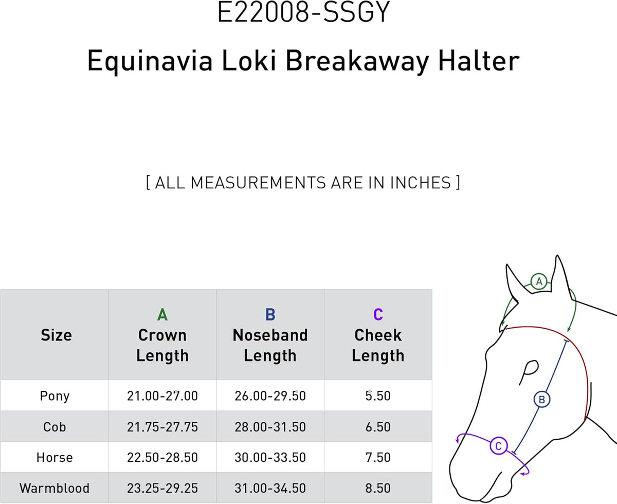Equinavia Loki Adjustable Breakaway Horse Halter - Silver Sconce Gray - Pony