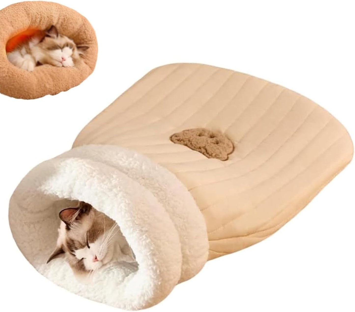 Cat Sleeping Bag for Indoor Cats,Sleeping Bag for Cats,Cozy Cat Winter Sleeping Bag,Warm Cat Sleeping Bag,Soft Fluffy Washable Cat Bed Cave,Cat Blankets for Indoor Cats (H) - Pet Explorer