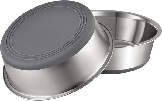 YINGFAN Stainless Steel Dog Bowls, 2 Pack Metal Dog Bowls with Non-Slip Rubber Base, Durable Food and Water Bowl for Small, Medium Dogs, Holds 3 Cups, BPA-Free, Dishwasher Safe (Gray) - Pet Explorer