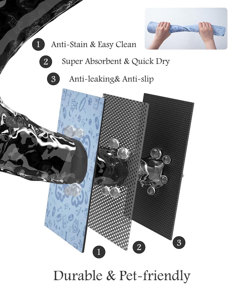 Pet Feeding Mat-Absorbent Dog Mat for Food and Water Bowl-No Stains Quick Dry Water Dispenser Mat-Dog Accessories Pet Supplies-Bowl for Messy Drinkers（Words,17"x34" - Pet Explorer