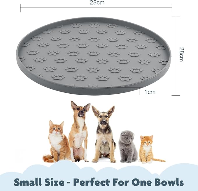 SUNLAND Silicone Dog Food Mat, Pet Feeding Mat for Food and Water, Waterproof Non-Slip Cat Feeding Bowl Mat with Raised Edge, Prevents Residue from Spilling onto The Floor, Pet Accessories