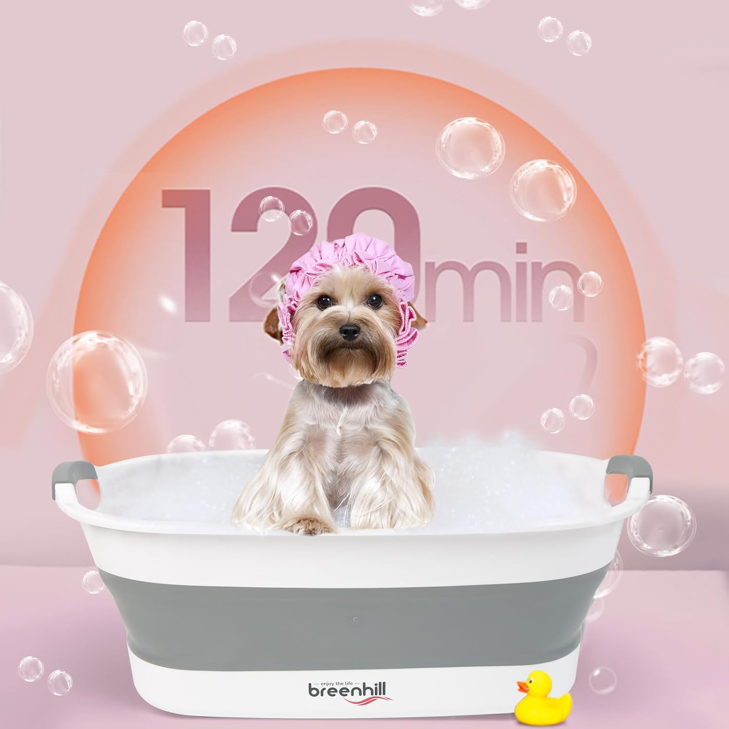 Collapsible Dog Bath Tub for Small Dogs & Cats, Portable Puppy Bath Tub with Water Drain Plug, Space Saving Foldable Pet Bathtub for Indoor & Outdoor Use, Grey - Pet Explorer
