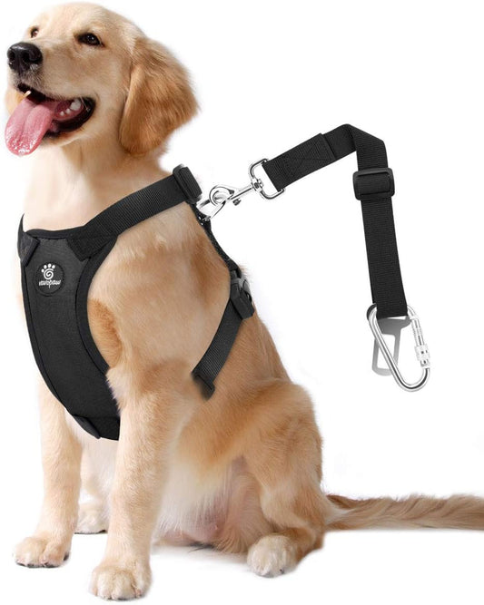 Dog Seat Belt, Safety Vest Dog Car Harness with Adjustable Buckle Dog Seat Belt for Vehicle Nylon Pet Safety Seat Belts Heavy Duty(XL, Black) - Pet Explorer