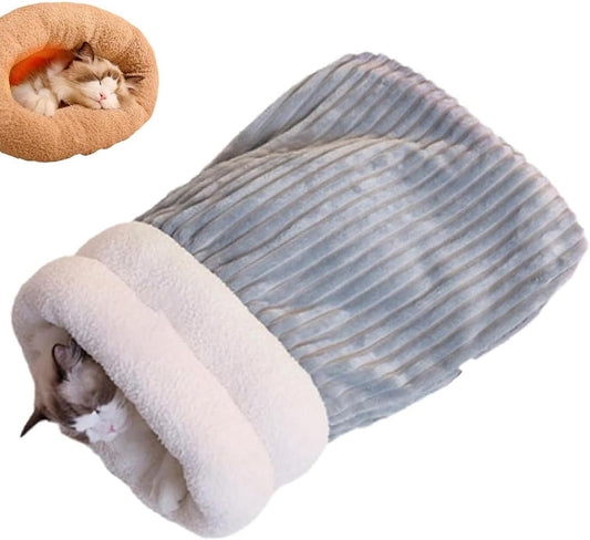 Cat Sleeping Bag - Cozy Pet Nest, Soft Fluffy Washable Bed Cave, Indoor Blanket (E) - Pet Explorer