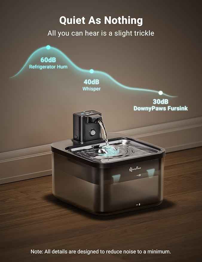 DownyPaws Cat Water Fountain Stainless Steel Cordless, 84oz/2.5L Fursink Wireless Pet Water Fountains for Cats Indoor, Battery Operated Cat Drinking Fountain, Ultra Quiet Pump, BPA-Free, Black