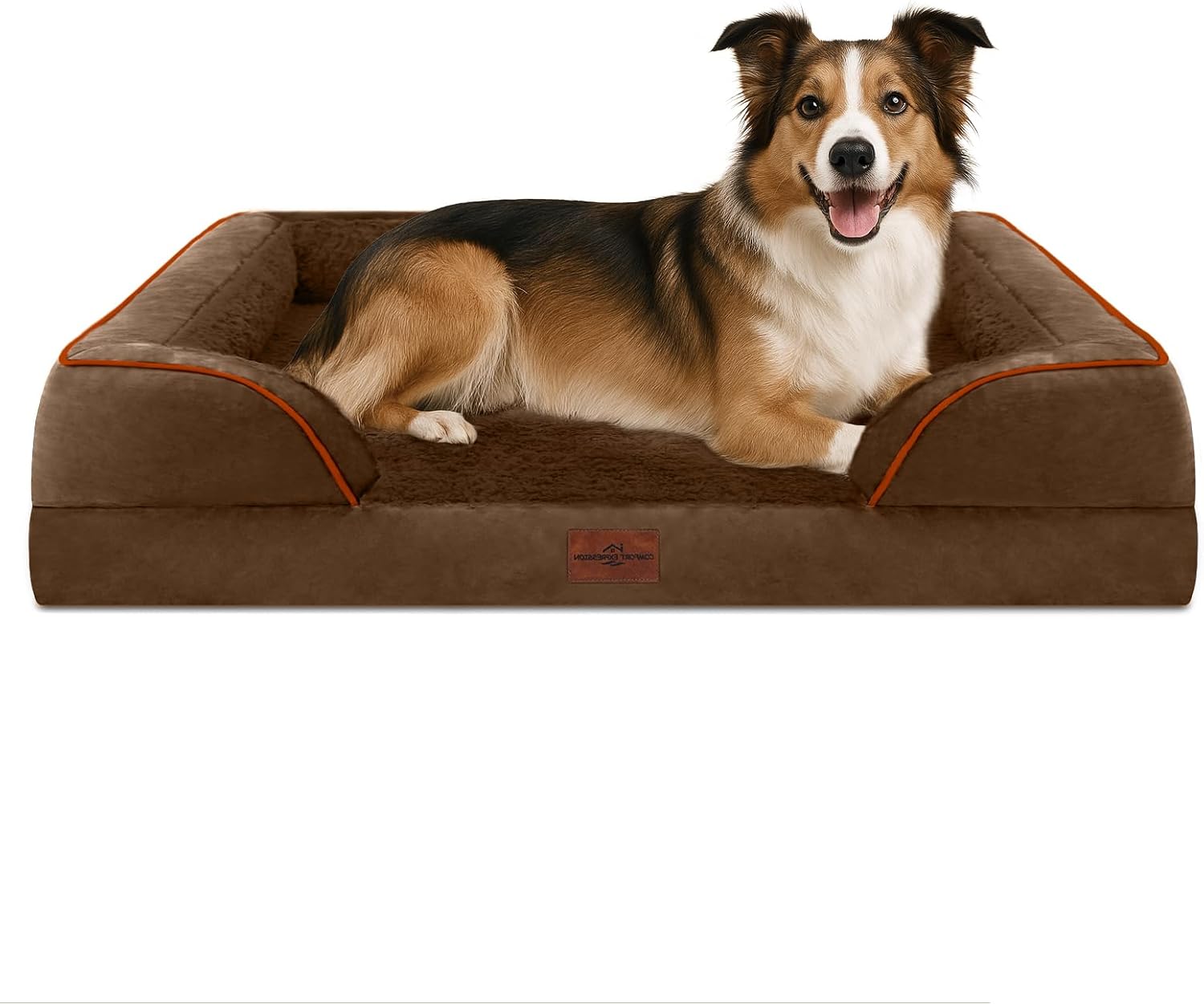 Comfort Expression Large Dog Beds Waterproof Orthopedic Foam Dog Sofa Beds Comfy Pet Bed with Washable Removable Cover & Non-Slip Bottom(Large,Chocolate Brown) - Pet Explorer