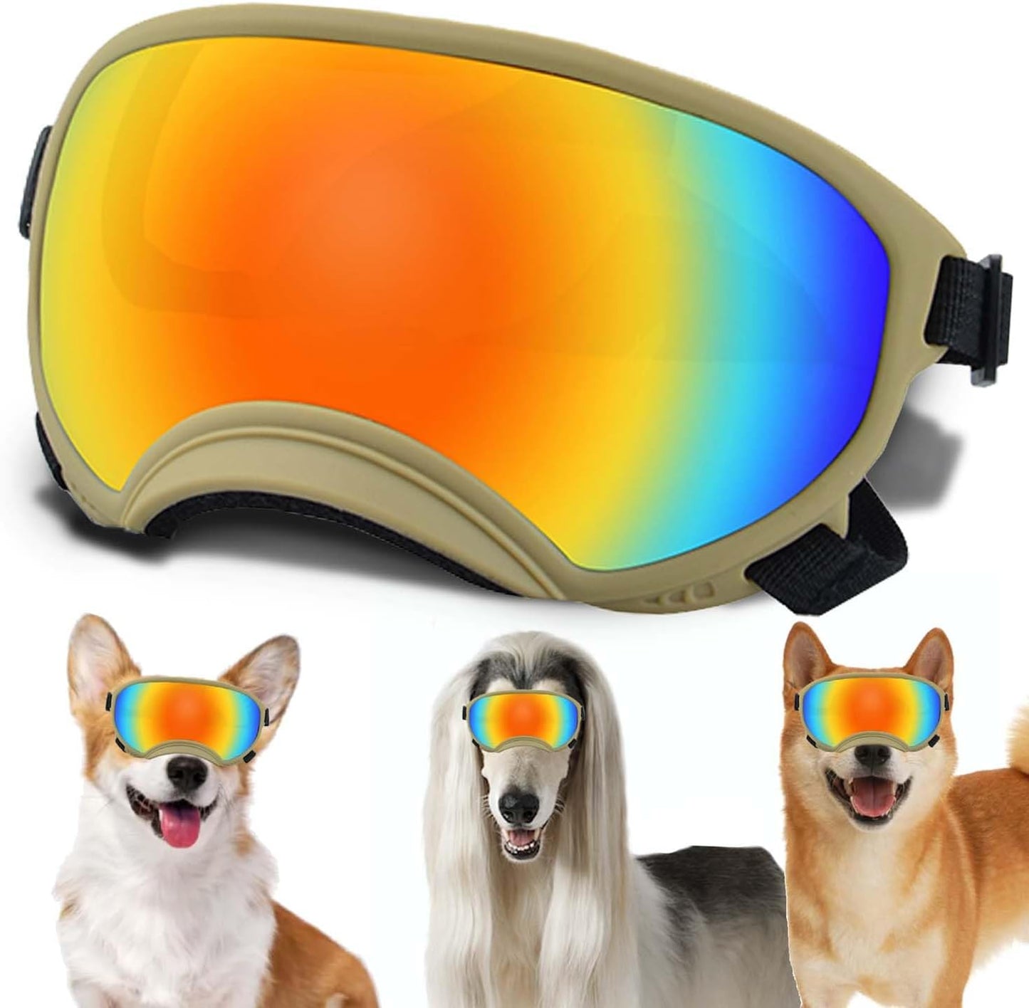 Medium Dog Sunglasses with Adjustable Strap UV Protection, Winproof Dog Puppy Sunglasses, Suitable for Medium Dog Pet Glasses, Dogs Eyes Protection,Soft Dog Goggles - Pet Explorer