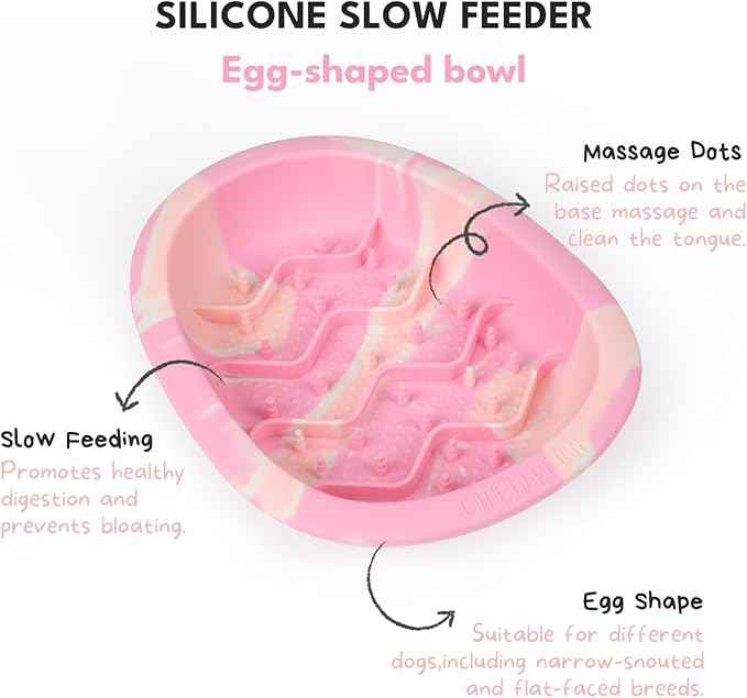 CHEWFFON Easter Dog & Cat Lick Mat Bowls, BPA-Free Silicone Slow Feeder Bowl with Suction Cups, Non Slip Pet Food Bowl Reduces Boredom and Anxiety, Dishwasher Safe, Cotton Candy