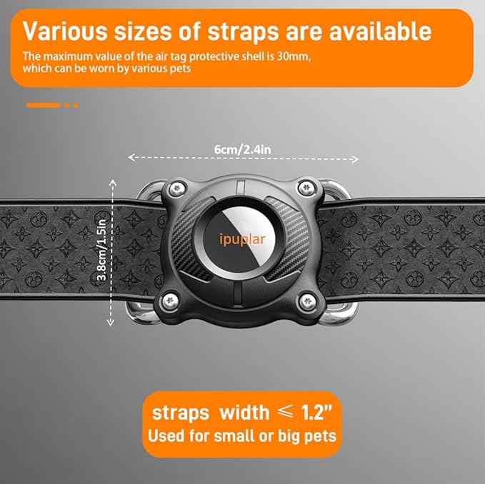 IPURLAR for Airtag | 4 Pack | Dog Airtag Holder|Waterproof-Airtag Dog Collar Holder with Removable Metal Loop,Light Weight fit Width1.2in/ Thick0.18in Airtag Collar Holder