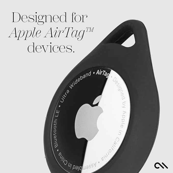 Case-Mate AirTag Holder - AirTag Keychain with Rugged Strap - Easy to Use, Protective, Durable Hard Shell Air Tag Case for Dog Collar, Cat Collar, Keys, Luggage, Backpack, Purses - 1 Pack, Black