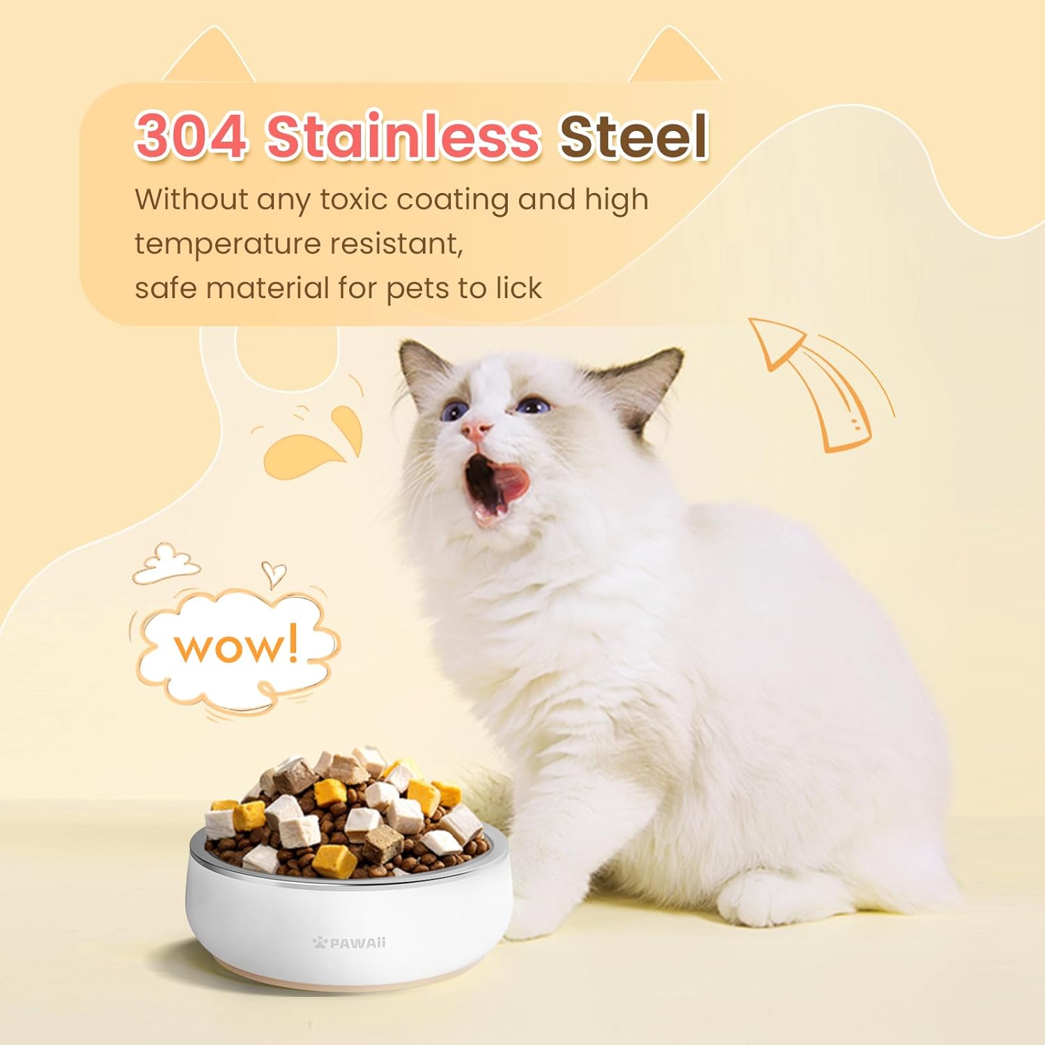 Pawaii Small Dog Bowls, 12 oz. Food Water Bowl Designed for Puppies and Cats with Non-Slip Rubber Base, Upgraded Metal Insulated, Double Stainless Steel Bowls - Pet Explorer