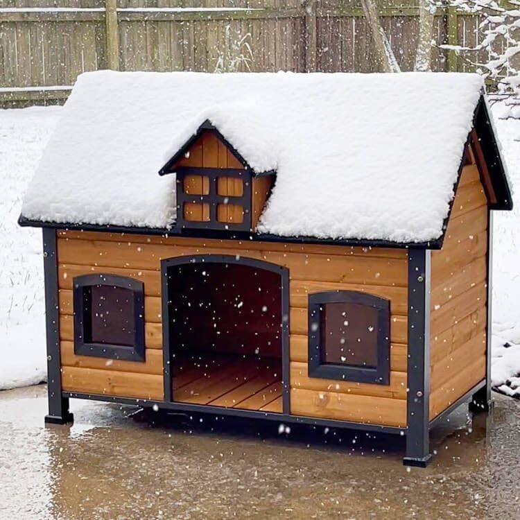 GUTINNEEN Dog House Outdoor with Strong Metal Frame Dog Kennel for Small Medium Large Dogs Puppy Cage for Winter Weatherproof - Pet Explorer