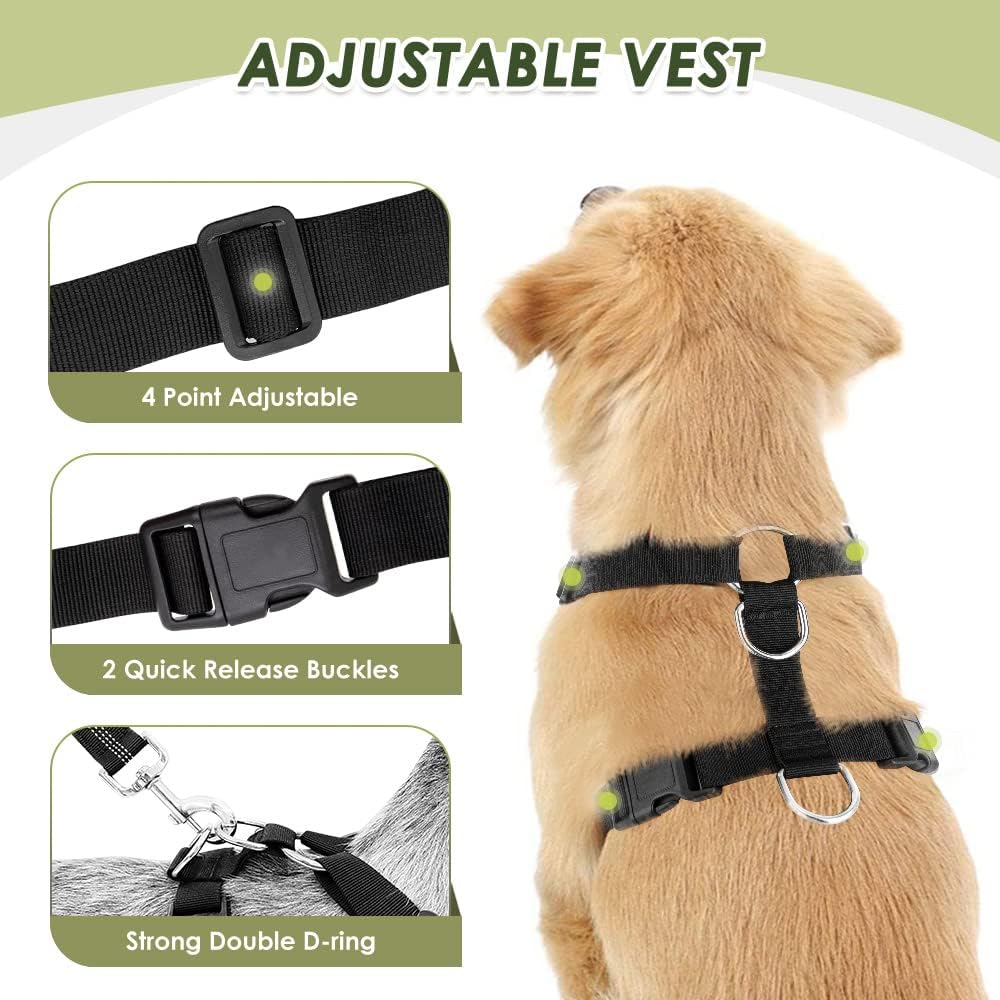 SlowTon Dog Seat Belt Harness for Car, Dog Car Harness Adjustable Mesh Breathable & Dog Seatbelt Safety Tether with Elastic Bungee for Small Medium Large Pets(Black, Single Clip, XXS) - Pet Explorer