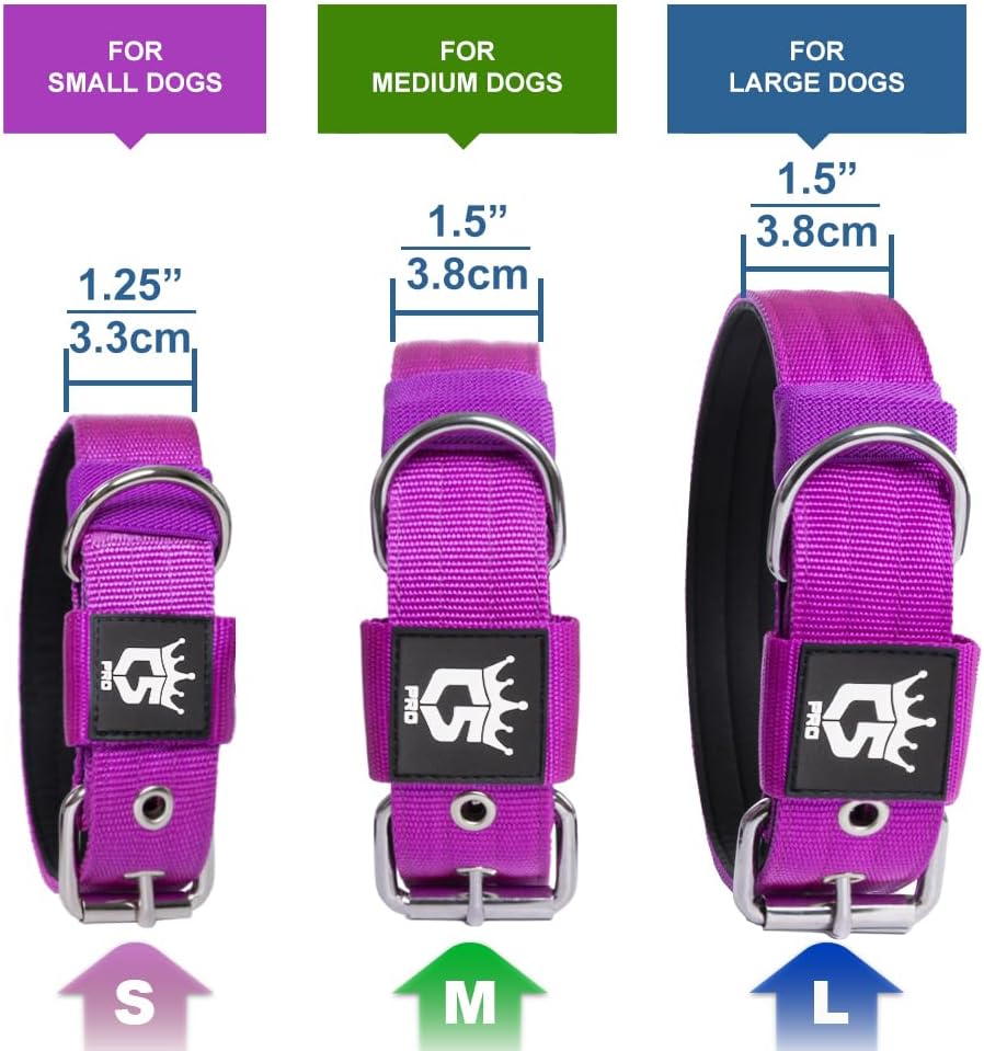 TSPRO Tactical Dog Collar 1.25 Inch Wide Thick Dog Collars with Heavy Duty Metal Buckle, Durable, Strong, Adjustable for Small Dogs (Military Green S)