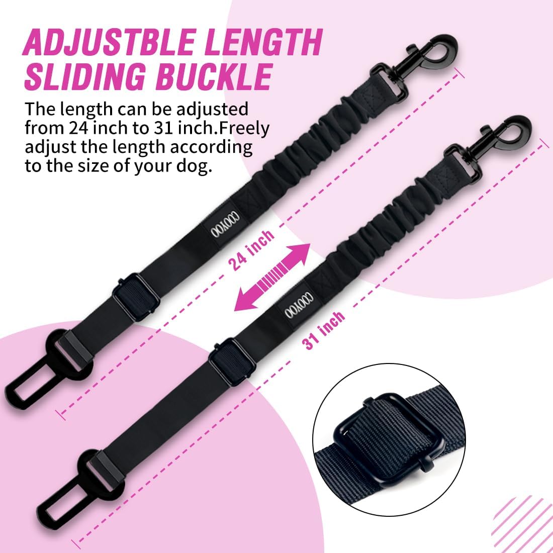 COOYOO Dog Seat Belt,3 Piece Set Retractable Dog Car Adjustable Seatbelts for Vehicle Nylon Pet Safety Heavy Duty & Elastic & Durable Car Harness for Dogs - Pet Explorer
