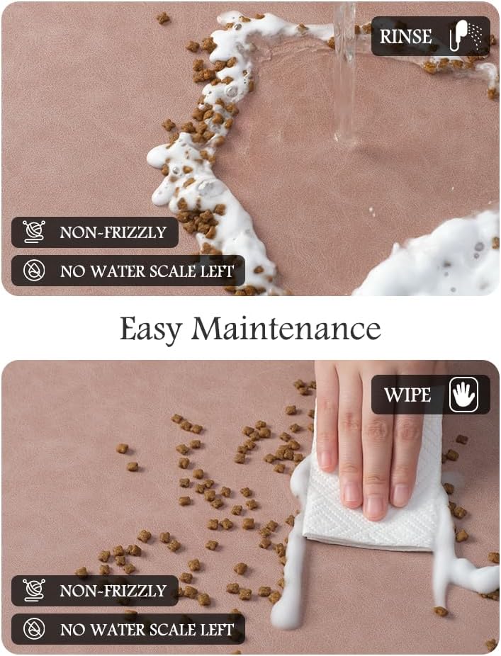 Pet Feeding Mat-Absorbent Dog Mat for Food and Water Bowl-No Stains Quick Dry Water Dispenser Mat-Dog Accessories Pet Supplies-Bowl for Messy Drinkers（Dusty Pink,16"x24" - Pet Explorer