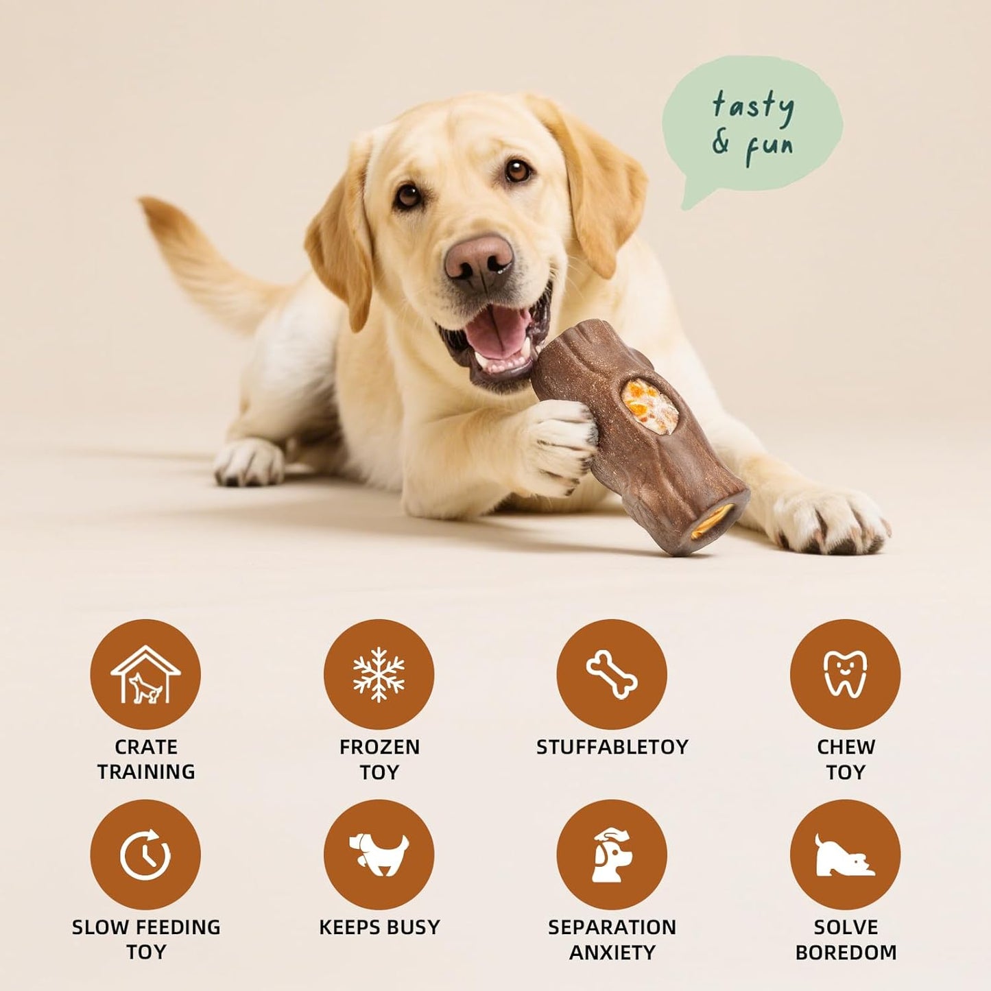 2 Pack Dog Toys for Aggressive Chewers – Interactive Indestructible Dog Toys to Keep Them Busy – Frozen Treat Toy for Large & Medium Dogs, Reduces Anxiety, Tree Stump & Corn Shapes