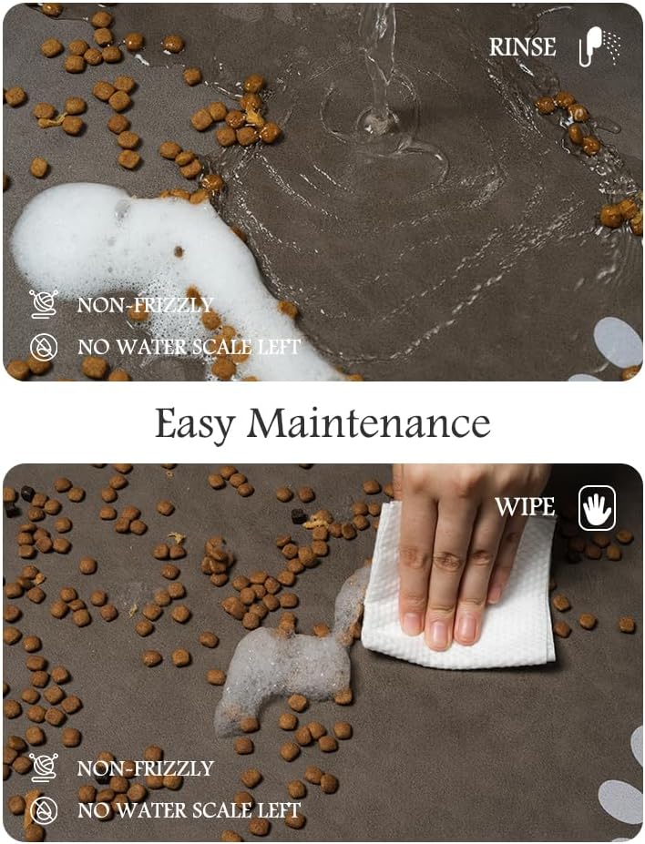 Pet Feeding Mat-Absorbent Dog Mat for Food and Water Bowl-No Stains Quick Dry Water Dispenser Mat-Dog Accessories Pet Supplies-Bowl for Messy Drinkers（Brown,17"x28" - Pet Explorer
