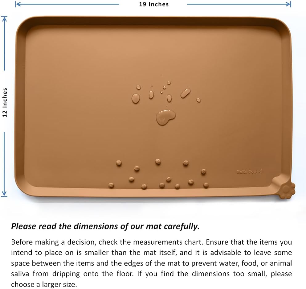 Hoki Found Silicone Pet Food Mats Tray - High-Lips Pet Dog Cat Bowl Mats - Dog Pet Cat Feeding Mat - Waterproof Dog Cat Food Mats -Pet Water Mats for Floors - Butterscotch - Pet Explorer